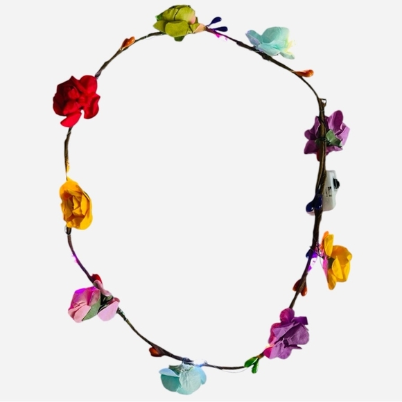 New Light-up Flower Lei Garland Party Decor 2 Floral Multicolor Necklace Set - Picture 4 of 6
